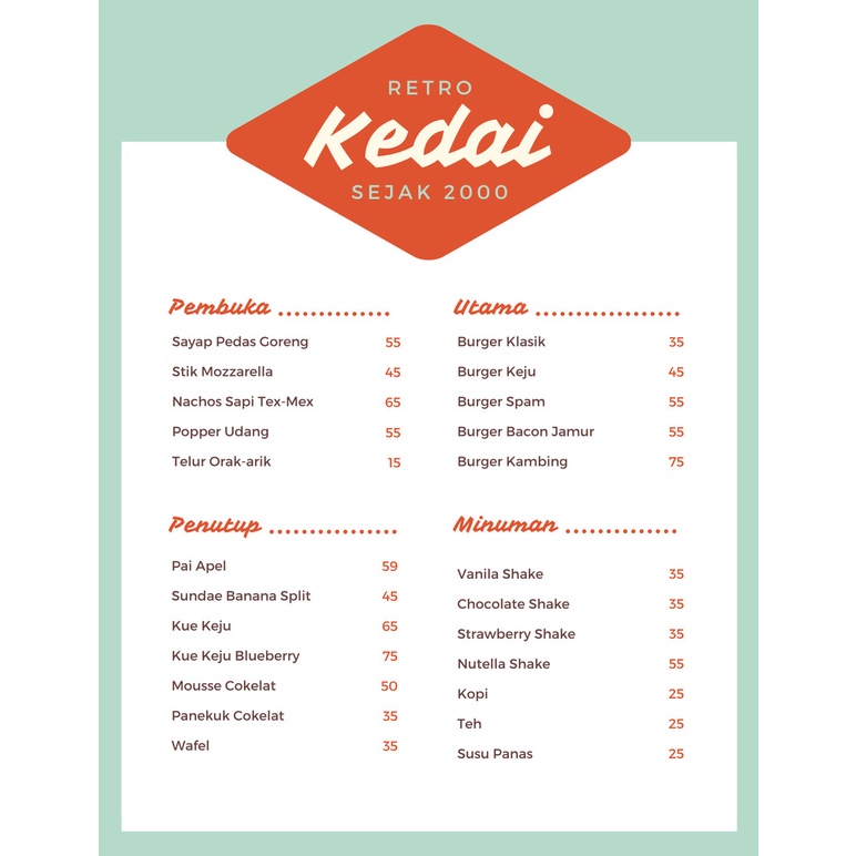 Jasa Desain Menu Makanan Cafe, Restoran, Daftar Harga Kedai, Kopi, Warung Lesehan, Angkringan, Seafo