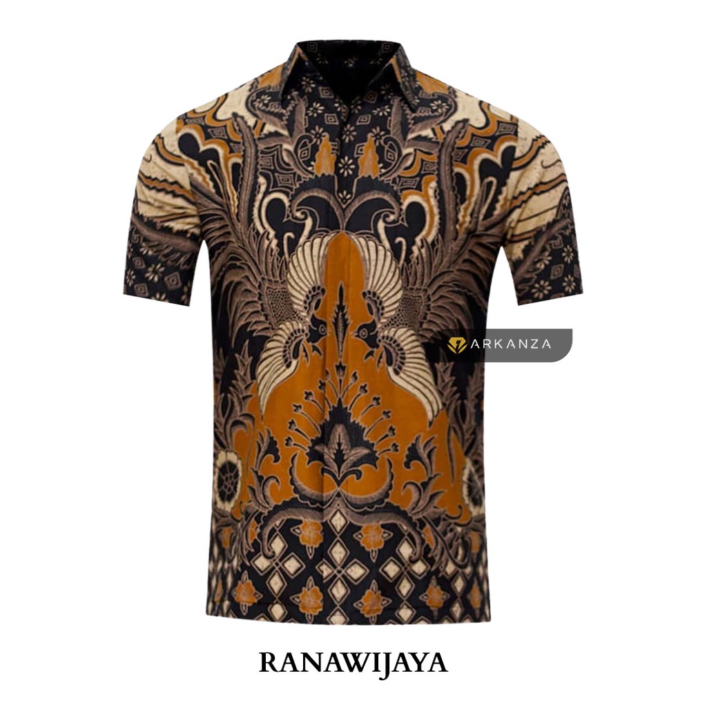 BATIK ARKANZA Motif RANAWIJAYA Hem Atasan Kemeja Baju Batik Pria Cowok Laki Laki Slimfit Full Lapis Furing Lengan Panjang Lengan Pendek Original Asli