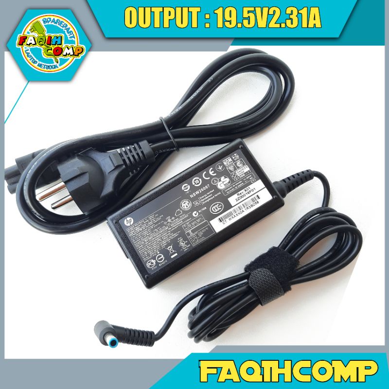 Charger Adaptor Original Laptop Notebook HP 19.5V 2.31A 45W pin biru