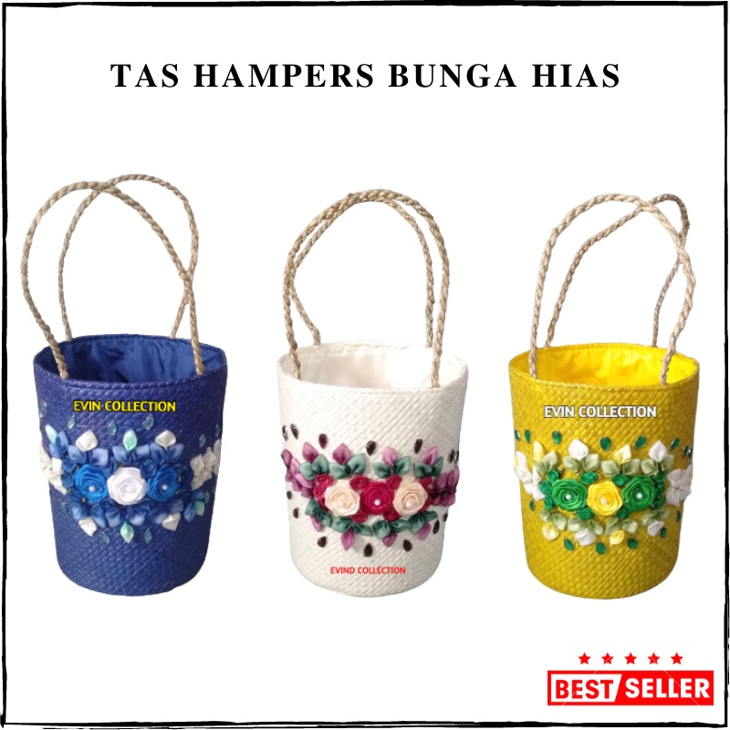 Tas Parcel Anyaman Pandan Bunga Hias Isi 3 Toples Keranjang Hampers Anyaman