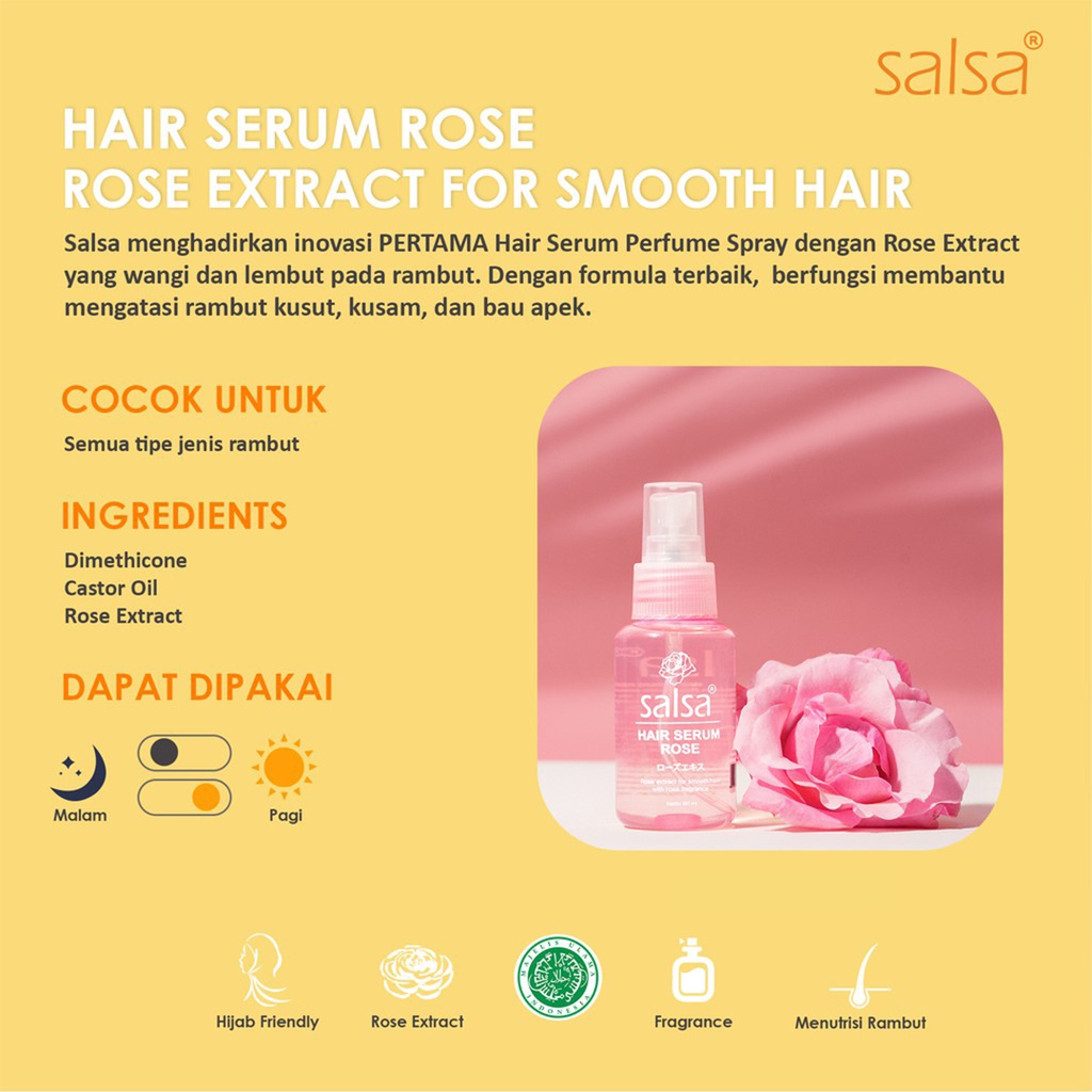 ❤ BELIA ❤ Salsa Hair Serum Rose Spray, Keratin Repair, Growth | Serum Rambut | Hijab Friendly BPOM 80ml | BABY BUNNY