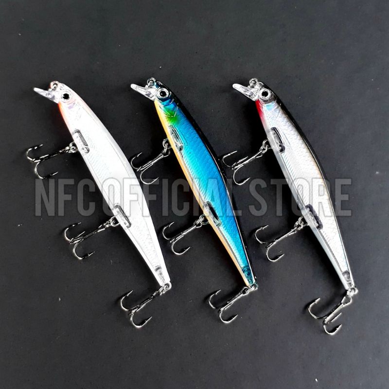 Lure minnow Floating 11cm / 13gram LONG CAST 3X Treble Hook dengan warna dan action KILLER