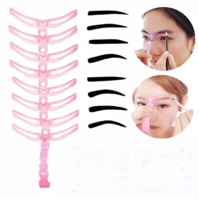 ⭐BAGUS⭐ CETAKAN ALIS 8 IN 1 / EYEBROW TEMPLATE GAGANG / CETAK ALIS ISI 8