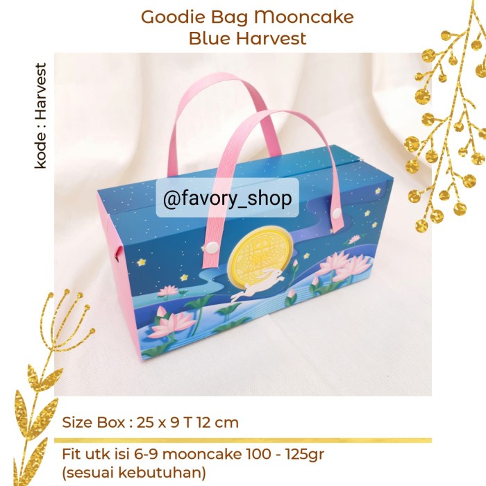 

✨ BISA COD ✨ Goodie Bag Mooncake Blue Harvest / Dus Packaging Kue Bulan (5 pcs)