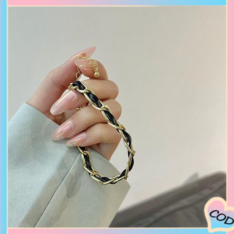 COD❤️Gelang Kalung Kepang Kulit Chian Retro High-end Fashion Wanita-A.one