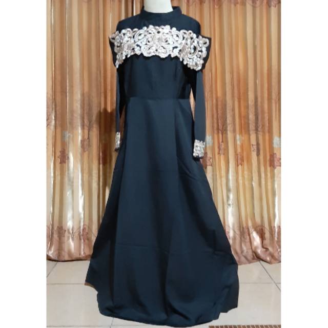 Gamis berpita dada hitam murah