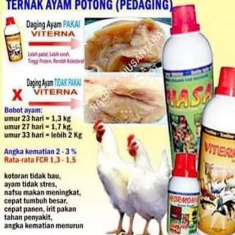 paket vitamin penggemuk ayam potong pedaging ayam broirer/viterna nasa