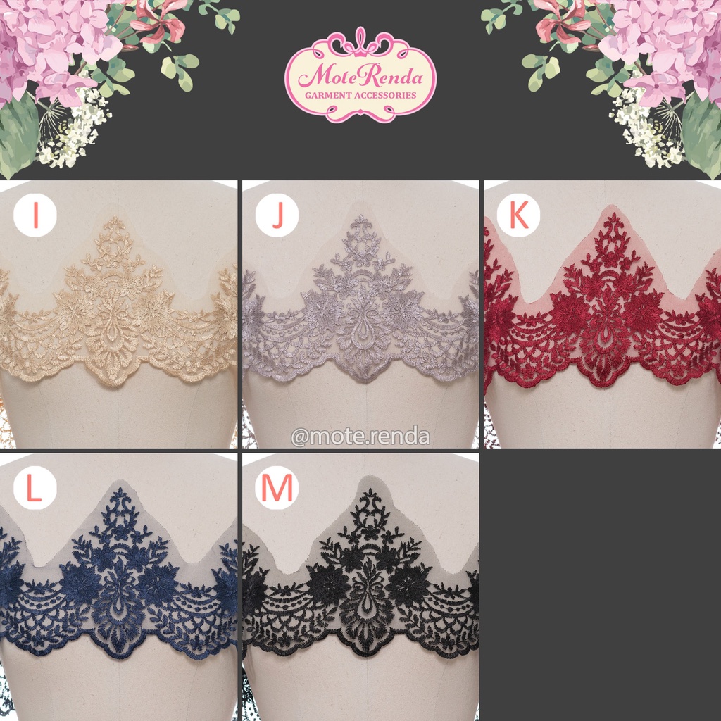 Renda lace, lebar 18cm (harga per 50cm) kode 5LKB1801