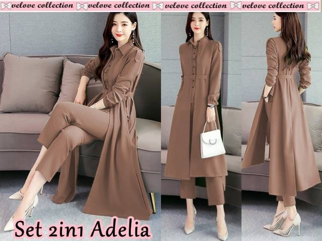 Bisa COD Set Adelia kemeja kancing Set 2in1