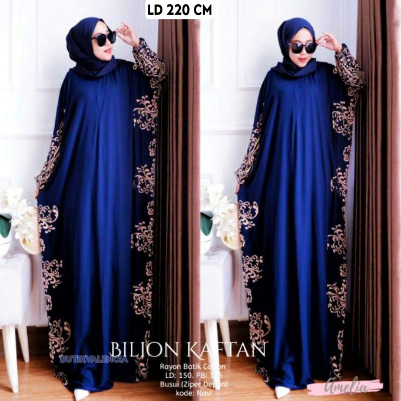 Kaftan Bilion - Kaftan Wanita Jumbo Katun Rayon Batik Premium Busui Daster Gamis Batik Bigsize  Fashion Muslim Kekinian LD 180