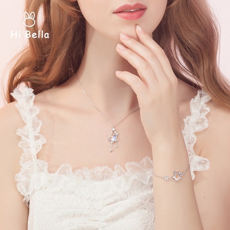 Kalung Rantai Klavikula Desain Bintang Aurora Bahan S925 Silver Gaya Korea Untuk Wanita