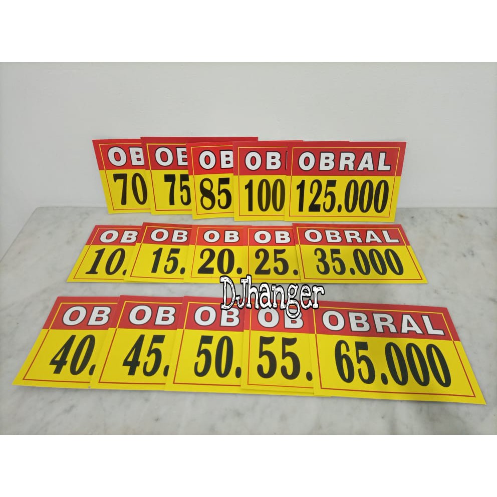 karton tulisan obral harga / kertas nominal harga bandrol