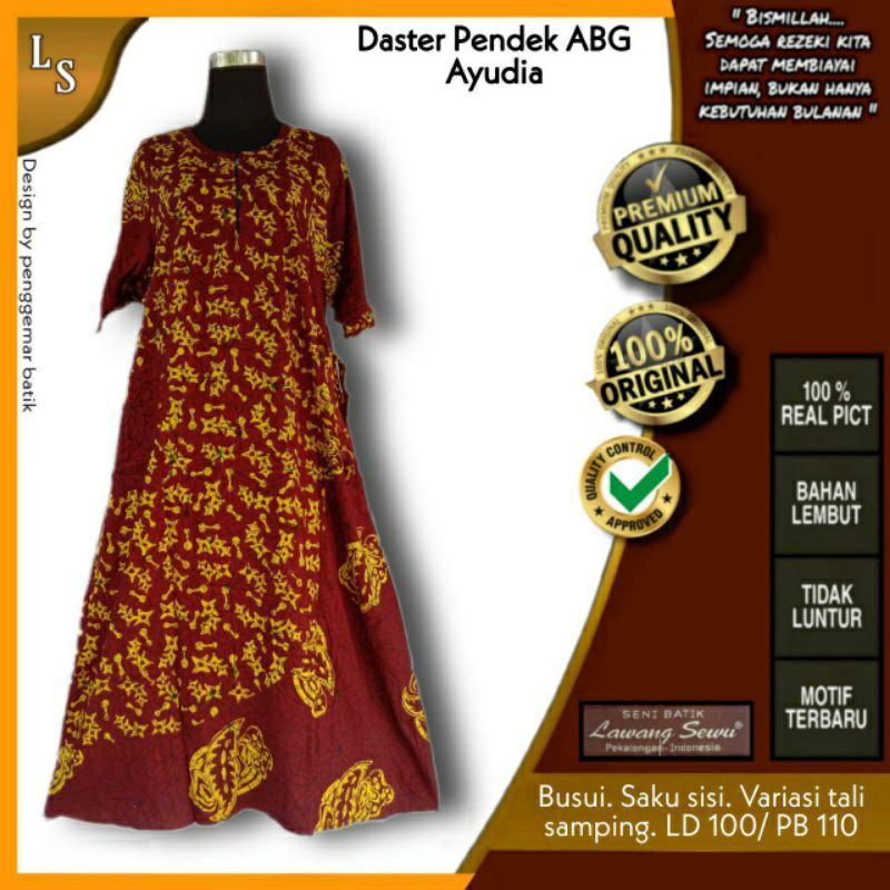 DASTER PENDEK ABG AYUDIA 03 BATIK LAWANG SEWU ORIGINAL PREMIUM