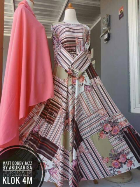 gamis plus khimar crepe Gamis LD 120 PB 137 oke punya bahannya dobby jazz