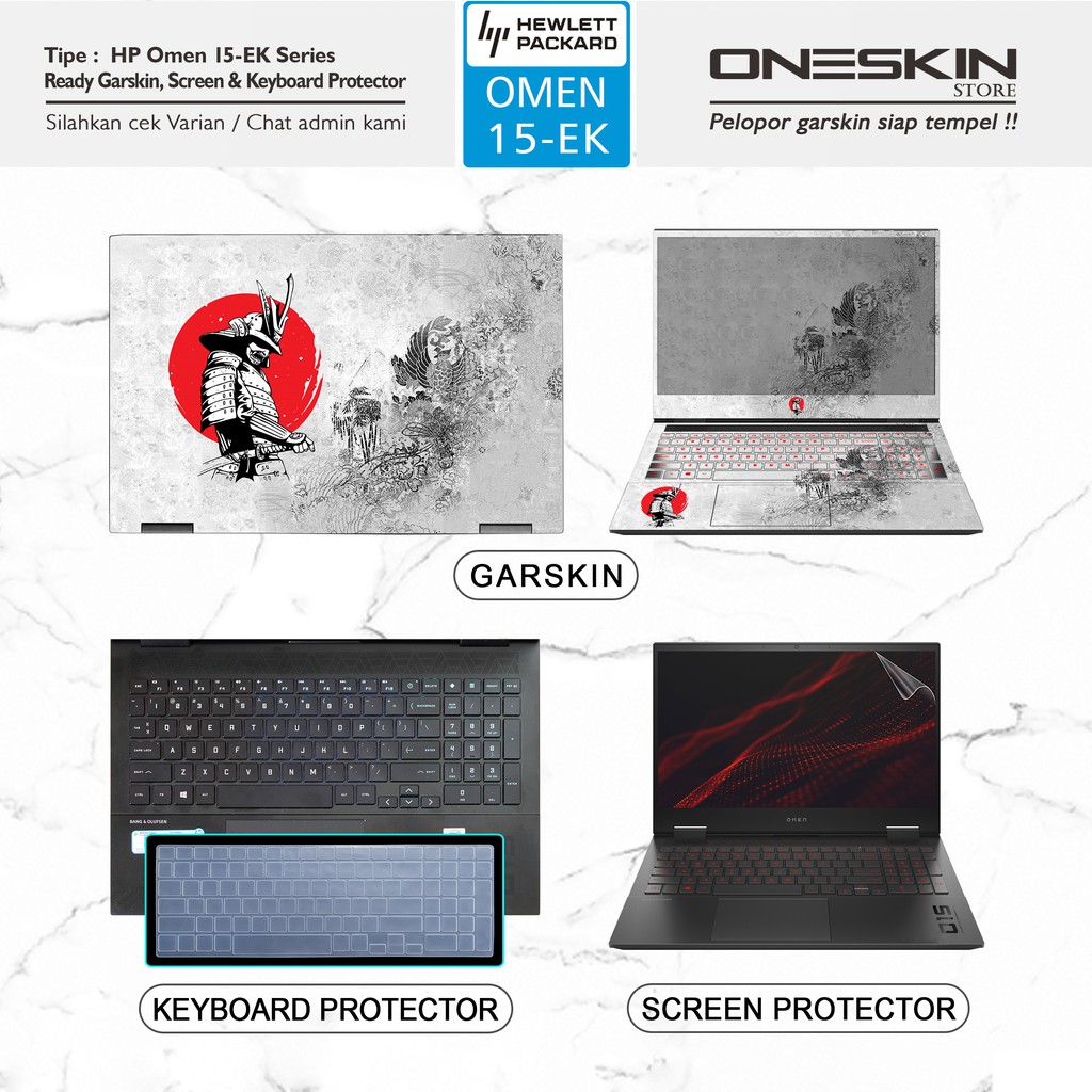 Garskin Sticker Laptop Pelindung Keyboard Screen Protector HP Omen 15-ek ek0044tx ek0045tx ek0105tx ek0106tx ek1035tx Gambar Full Body Silikon Glossy