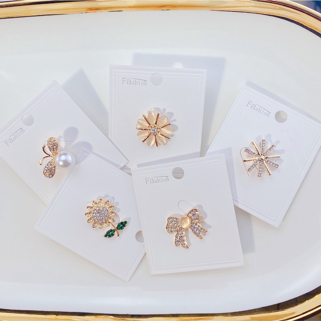 Baru Berlian Imitasi Opal Ikatan Simpul High-end Kecil Bros Lucu Berlian Imitasi Halus Bunga Matahari Lebah Mutiara Kecil Bros Pin (7 gaya dapat dipilih)-6