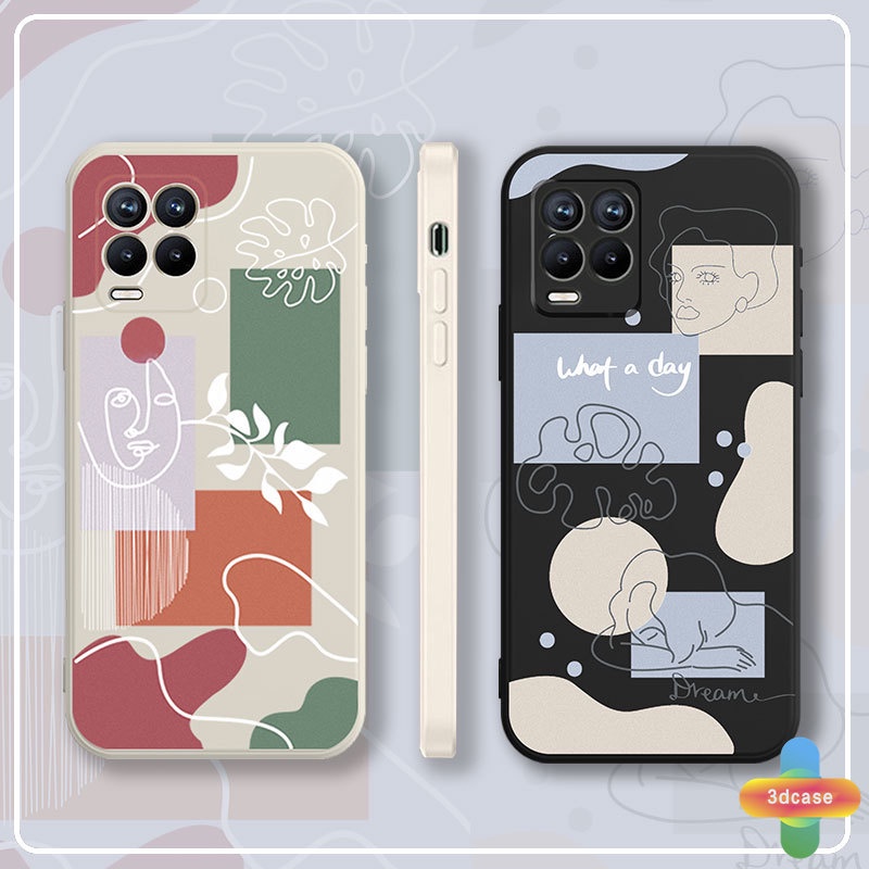 Casing Soft TPU Case Realme C11 2021 C21Y C15 C21 C25 C20 C3 C12 C25S 5 5S 5i C17 7i C1 C31 C35 C25Y C2 C3i 6i C20A realme Narzo 20 10 10A 20A 30A A54 A15 A16 A9 A5 A7 A5S A95 A53 A33 Y12 Y20 A12 Ins Art Line Face  Shockproof Cover