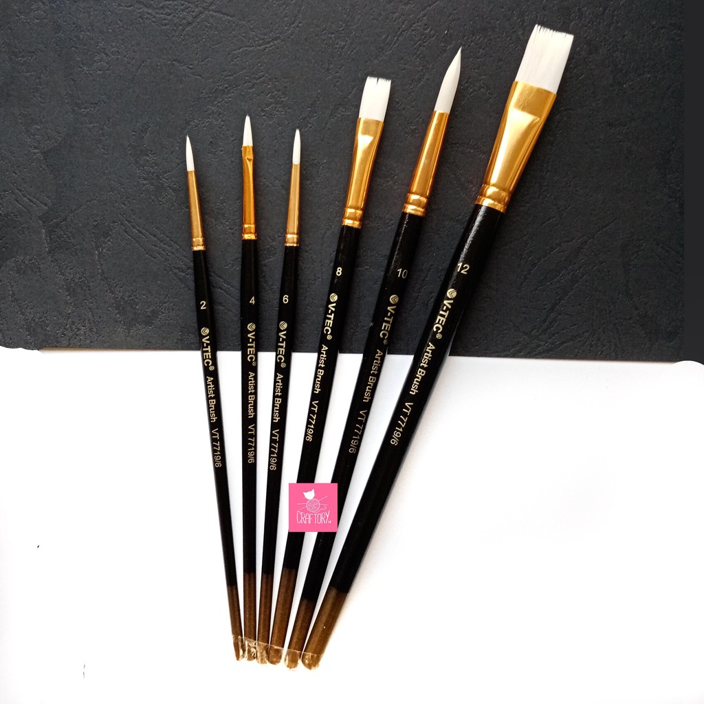 V-tec Artist Brush Set VT-7719 isi 6 / Vtec Kuas Lukis ...