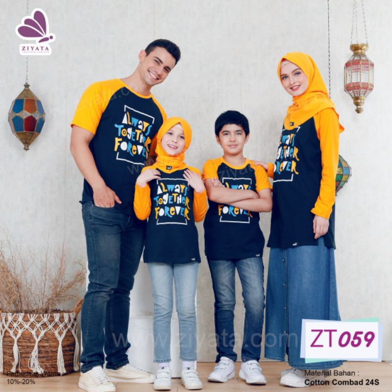 Kaos Couple Family Seragam Keluarga Muslim "Always Together Forever" Ziyata ZT059