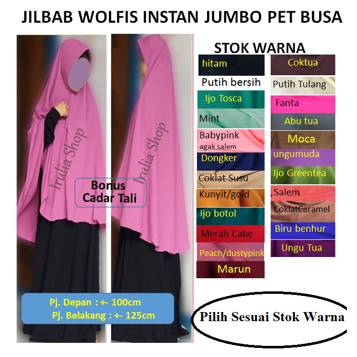 Jilbab wolfis jumbo Hijab wolfis jumbo cadar