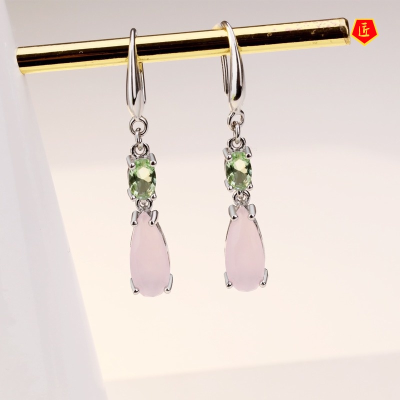 [Ready Stock]Elegant Temperament S925 Silver Colored Gems Earrings