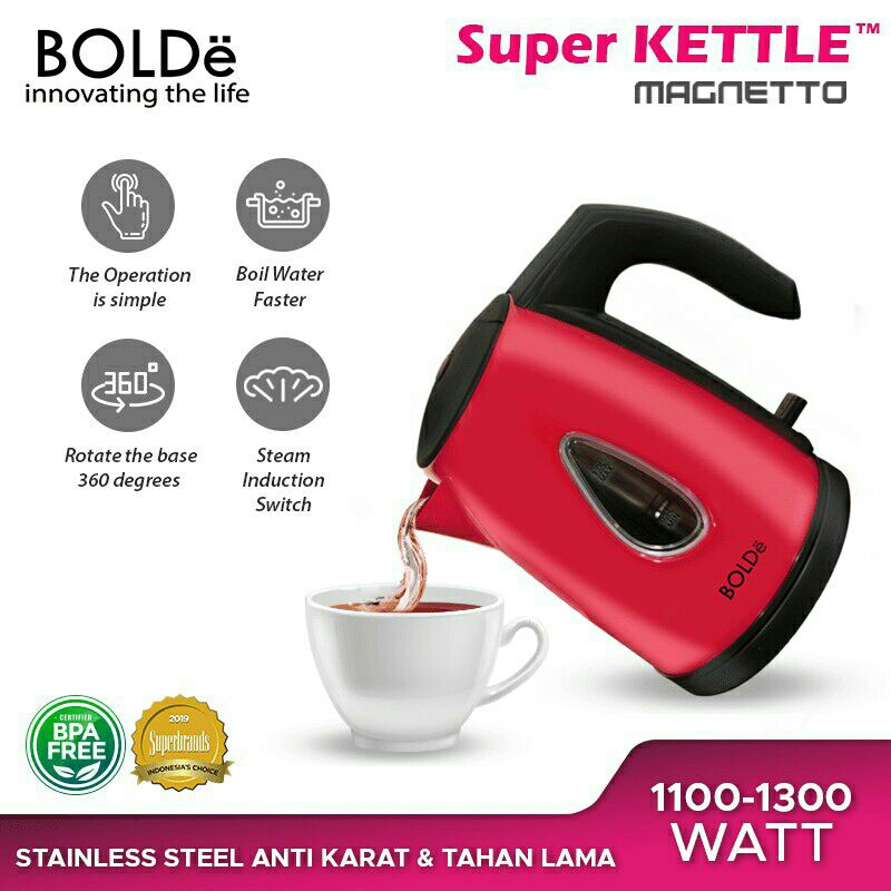 Super Kettle Magnetto Pemanas air instan Original BOLDe