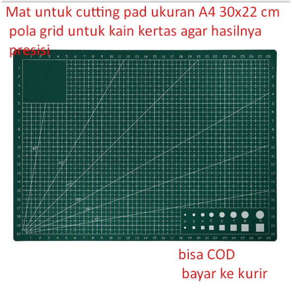 

Mat untuk cutting pad ukuran A4 30x22 cm pola grid untuk kain kertas agar hasilnya presisi