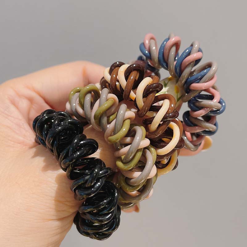 Trendy Simple Hair Accessories Rubber Telephone Line Hair Rope for Women