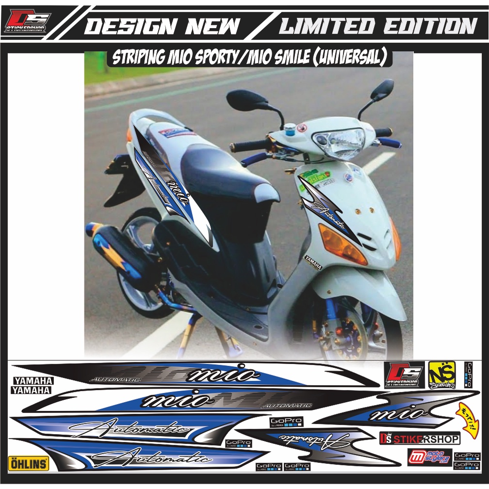 STRIPING VARIASI MIO SMILE/MIO SPORTY RACING/STRIPING MIO VARIASI WARNA BIRU LIS HITAM