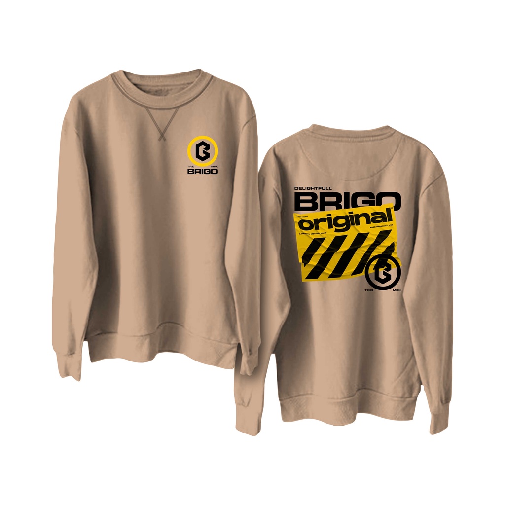 BRIGO Basic Sweatshirt  Delight Full II Sweater Crewneck BRIGO Delight Full Sablon DTF Fleece Cotton M-XXL (Pria &amp; Wanita) Free stiker&amp;Gantungan Kunci