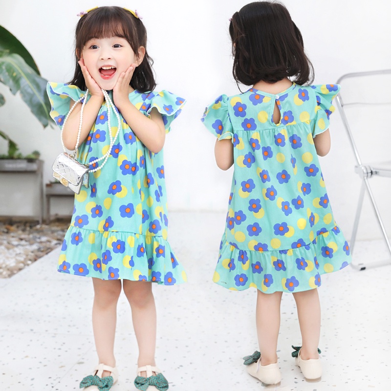 【Happy Baby】0-6Tahun QZ-74 dress terusan santai perempuan motif Flowers 100% KATUN PREMIUM QUALITY