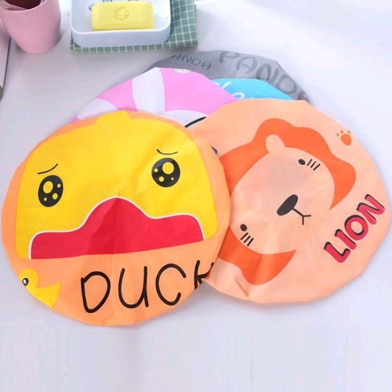 shower cap penutup rambut plastik karakter lucu hokkyshop