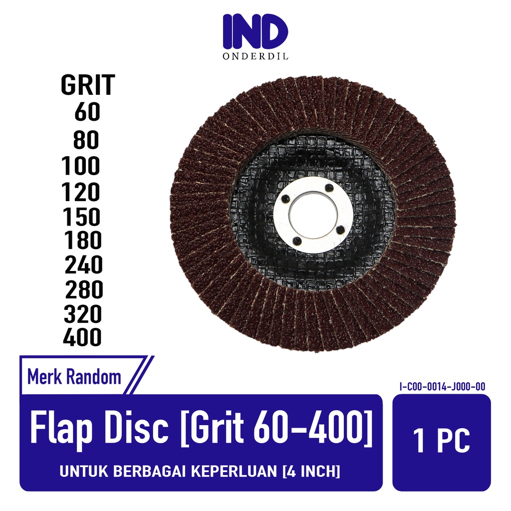 Amplas Gerinda-Gurinda Mata Susun-Flap Disc Tebal 4 Inch-In  60-80-100-120-150-240-180-280-320-400