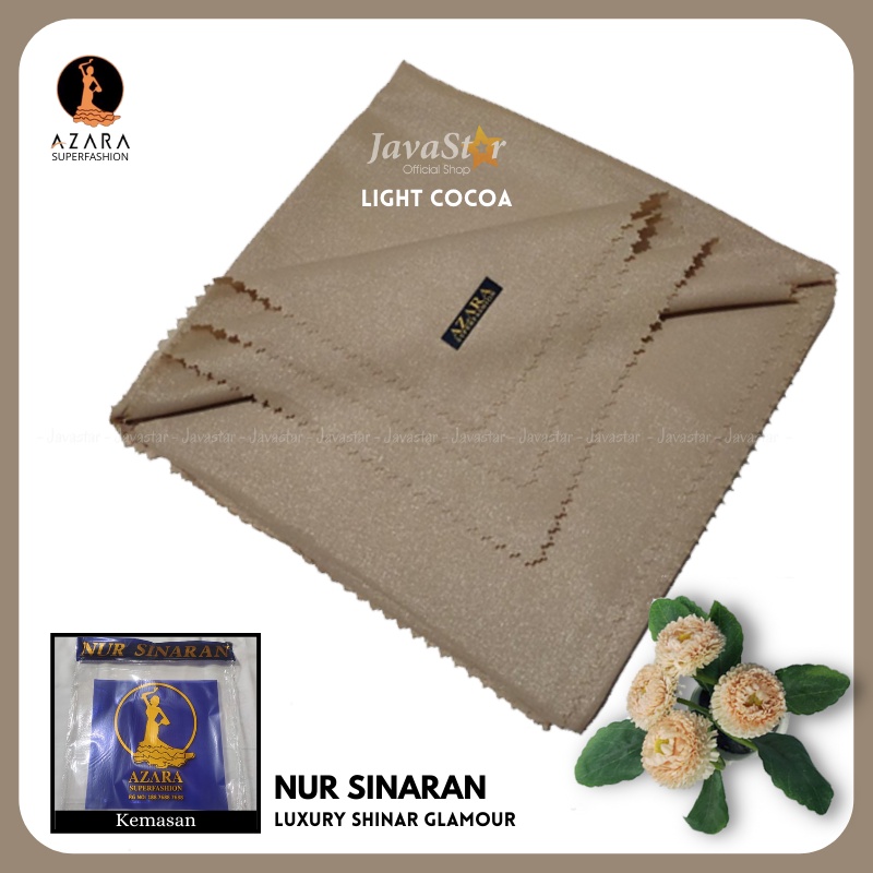 (GROSIR COD) Jilbab Azara luxury NUR sinar glamour Laser Cut kerudung hijab segiempat glowing-Light Cocoa