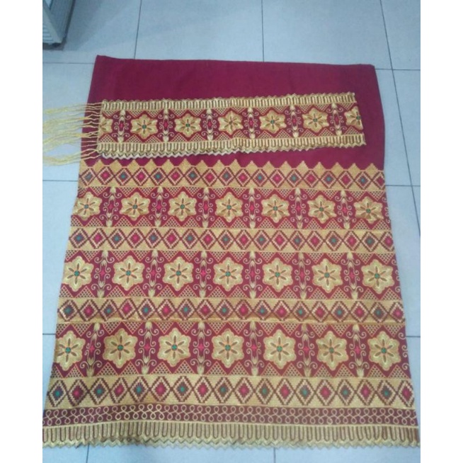 tapis bordir sanwos melati maroon 3 tingkat
