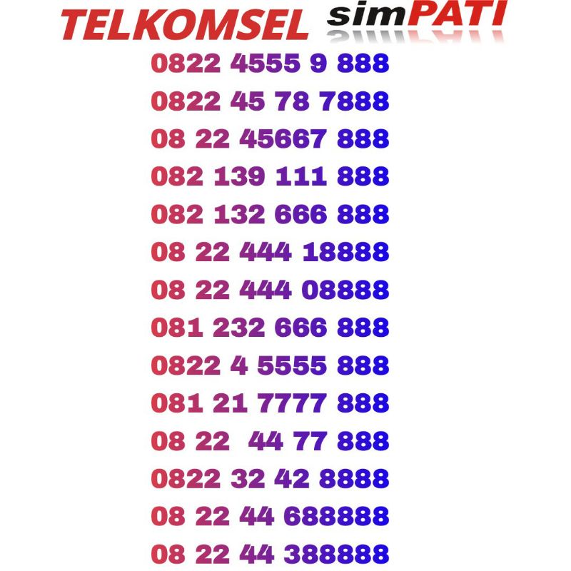 nomor cantik telkomsel simpati tripel 888