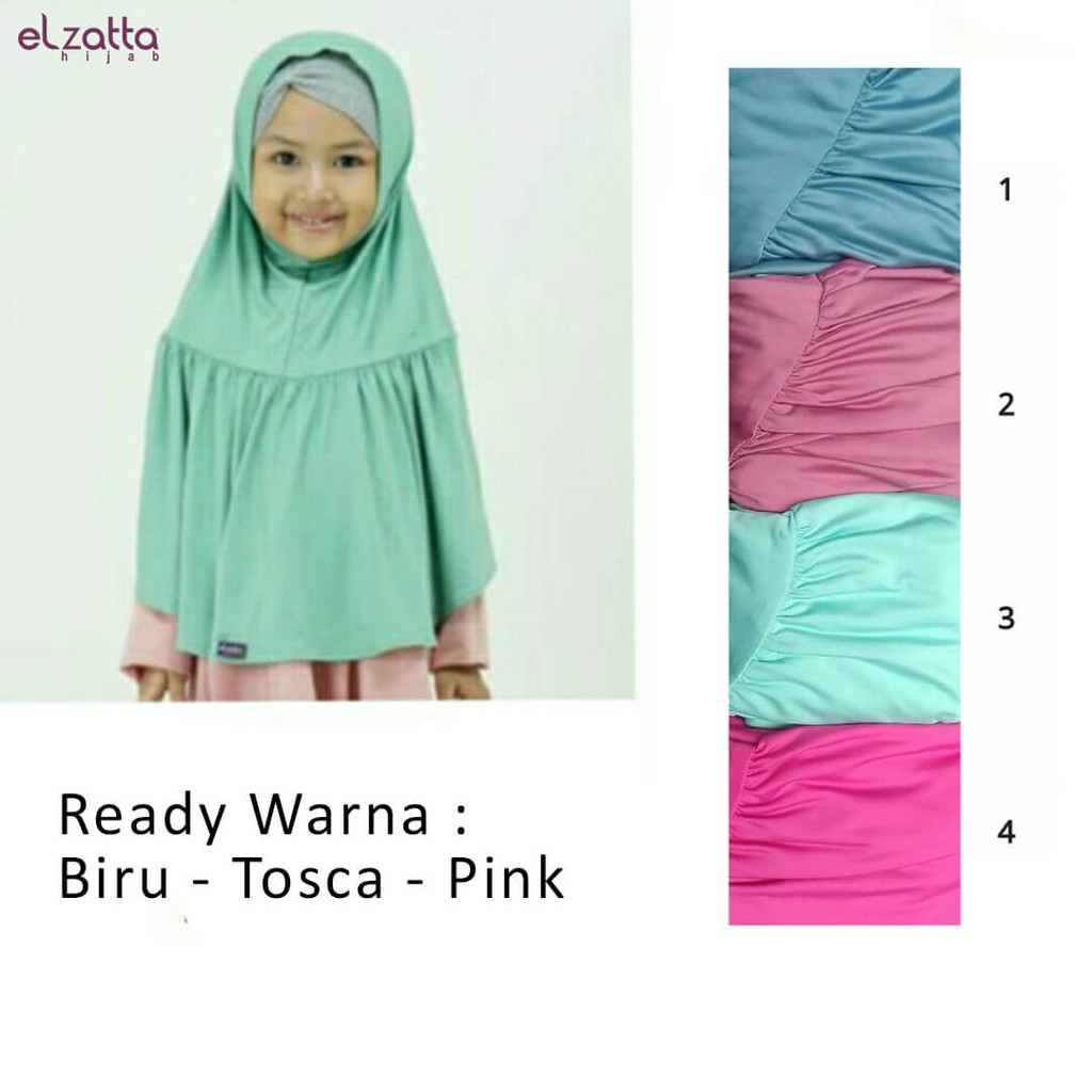 Elzatta Hijab/Hijab Instan/Bergo/E005 Biru Tosca Pink