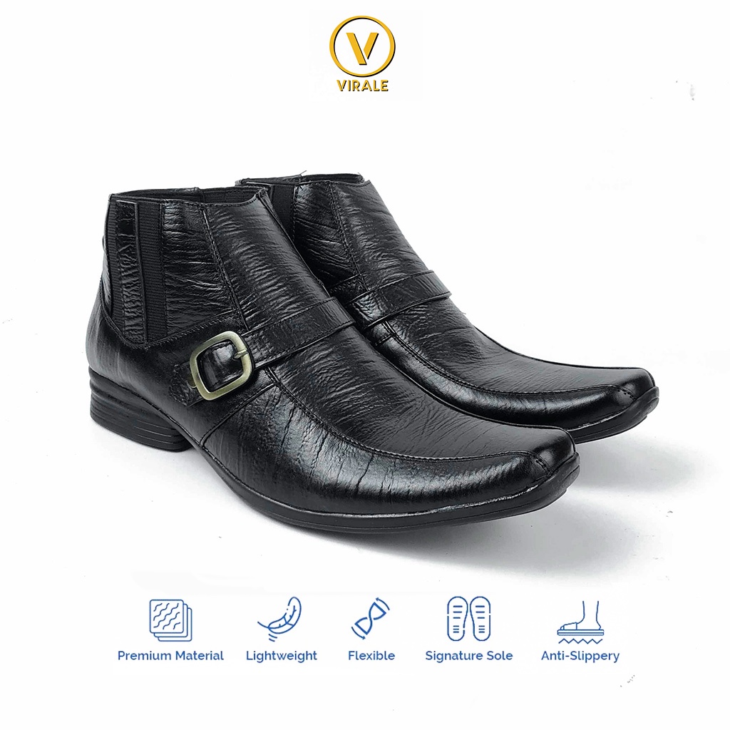 Sepatu Pantofel Pria Kulit Asli - Sepatu Pantofel Boots E 06