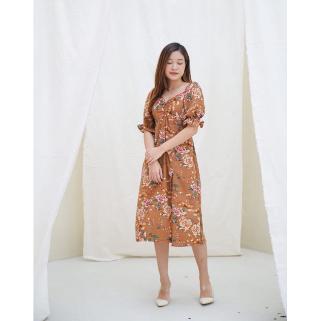 Dress Wanita Midi Dress Floral Bunga 1640