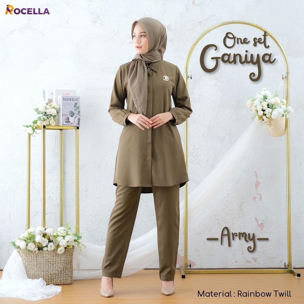 Rocella One Set Baju Wanita Muslimah - Baju Atasan dan Celana Santai Kerja Bepergian Casual BISA COD #oneset #setelan #bajuwanita-2