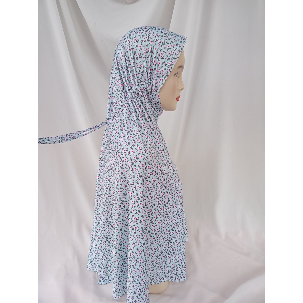 Kerudung bergo hijab jilbab instan serut jokowi XL motif bunga pastel cantik