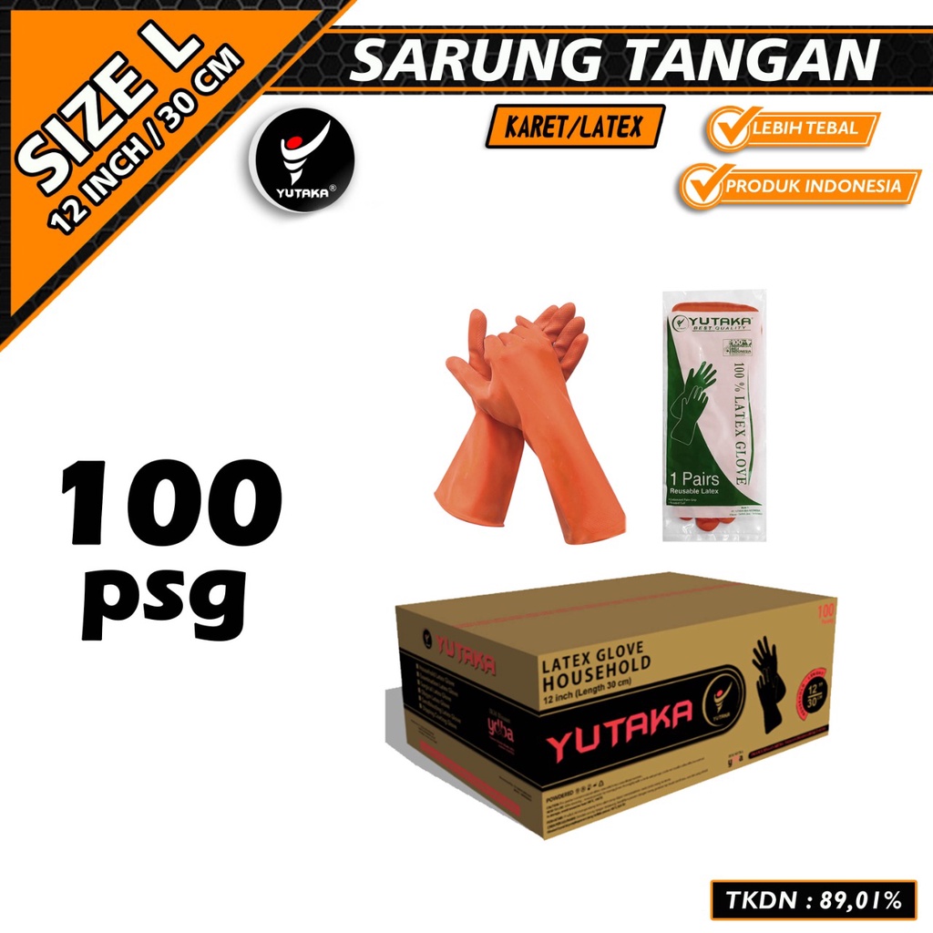 Sarung Tangan Karet 12 Inch isi 100 psg/cuci piring Sarung Tangan Karet 12 Inch 100 psg/ murah Sarung Tangan Karet 12 Inch isi 100 psg