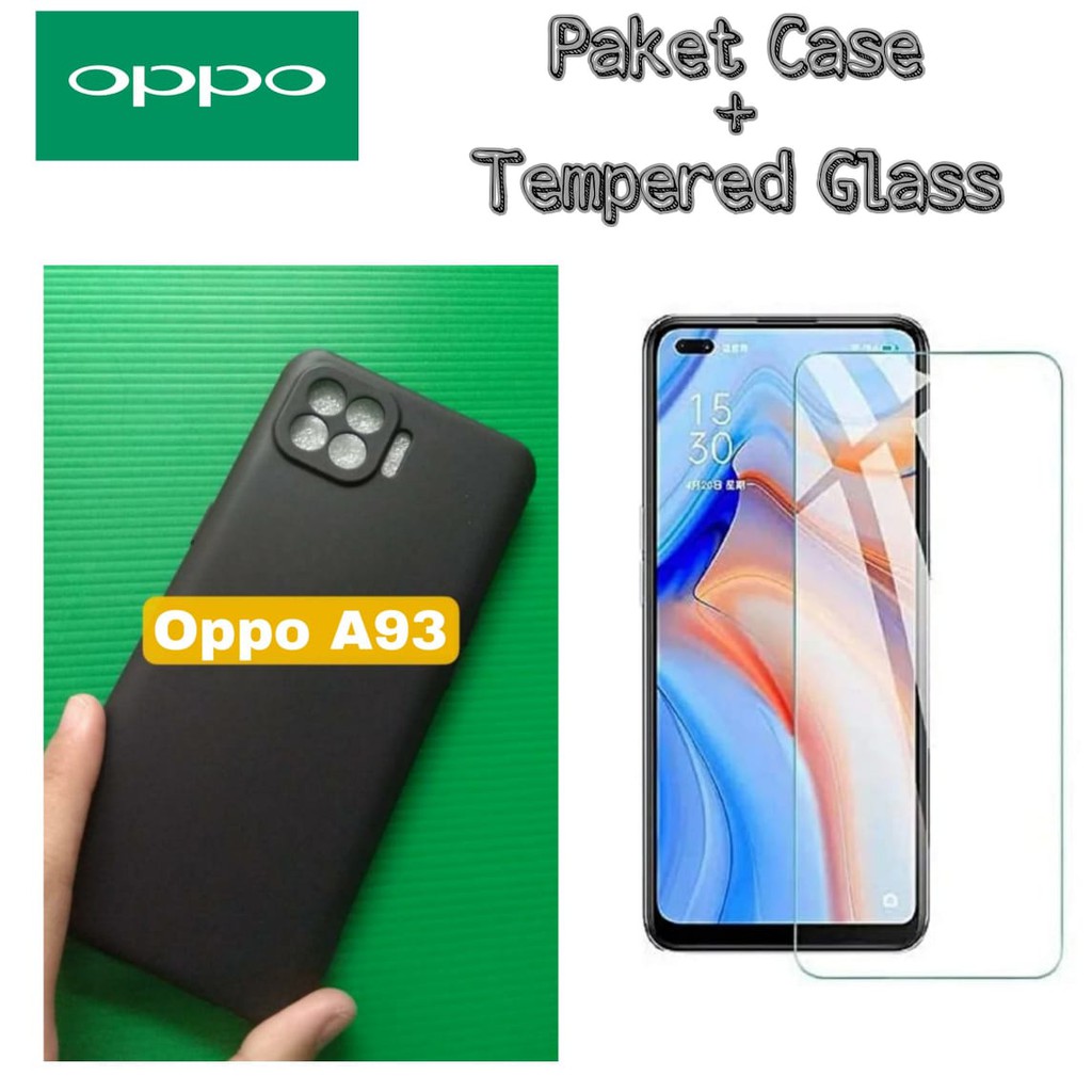 Case OPPO A93 Paket Pelindung Layar Handphone + Soft Matte Casing Handphone