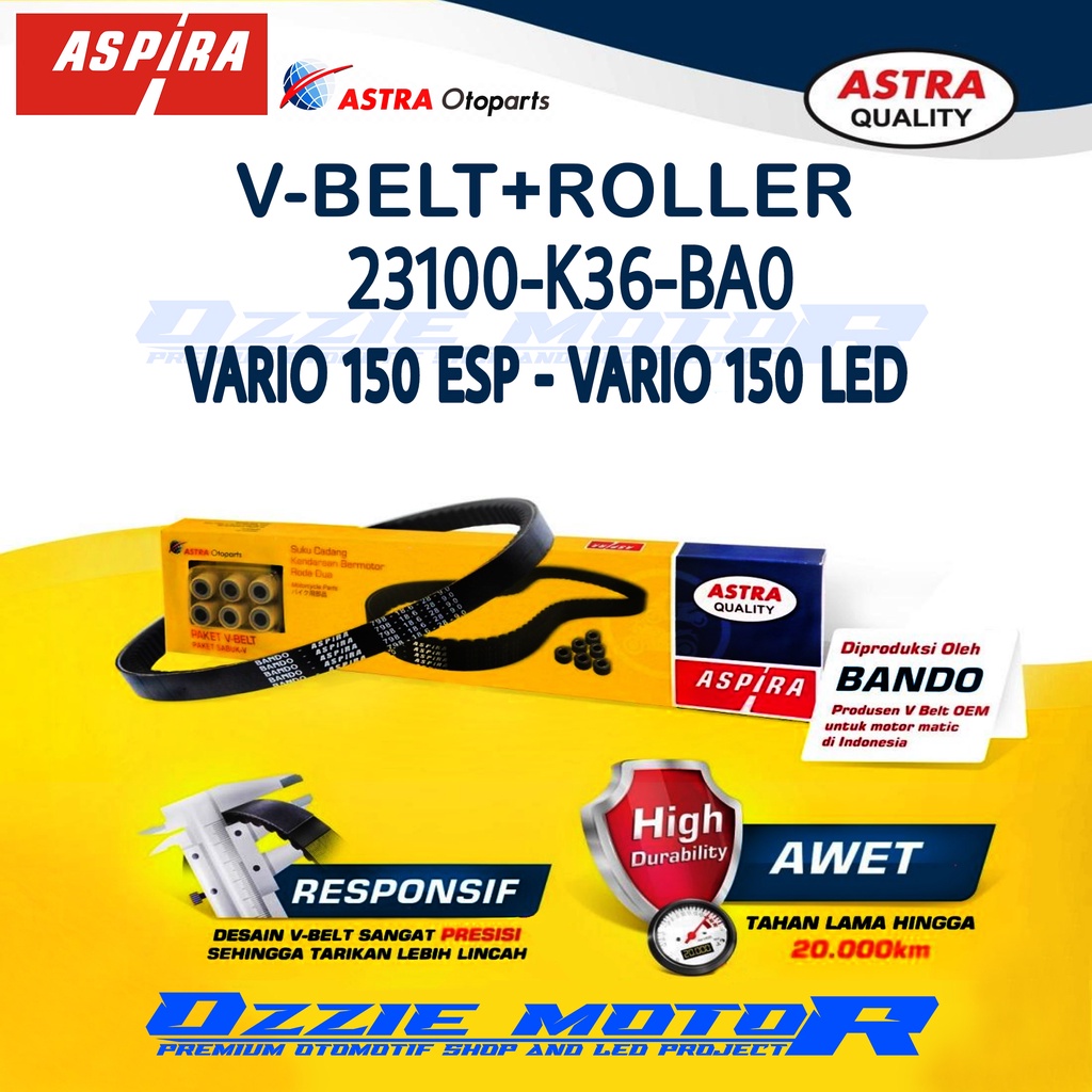 Paket V-belt + RoLLer Aspira ASTRA 23100-K36-601 MOTOR VARIO 150 ESP