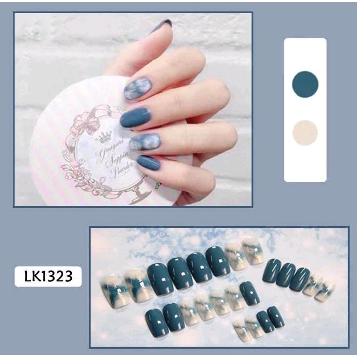 KUKU PALSU BLUE MARBLE 25PCS / KUPAL MARMER BIRU NAIL ART MARBLE NAILS PAKE NAILS