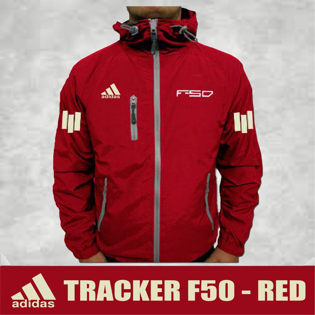 Diskon Jaket RED adidas Original Bahan Taslan asli Pilihan Pria Dewasa Waterproof Tebal & Nyaman