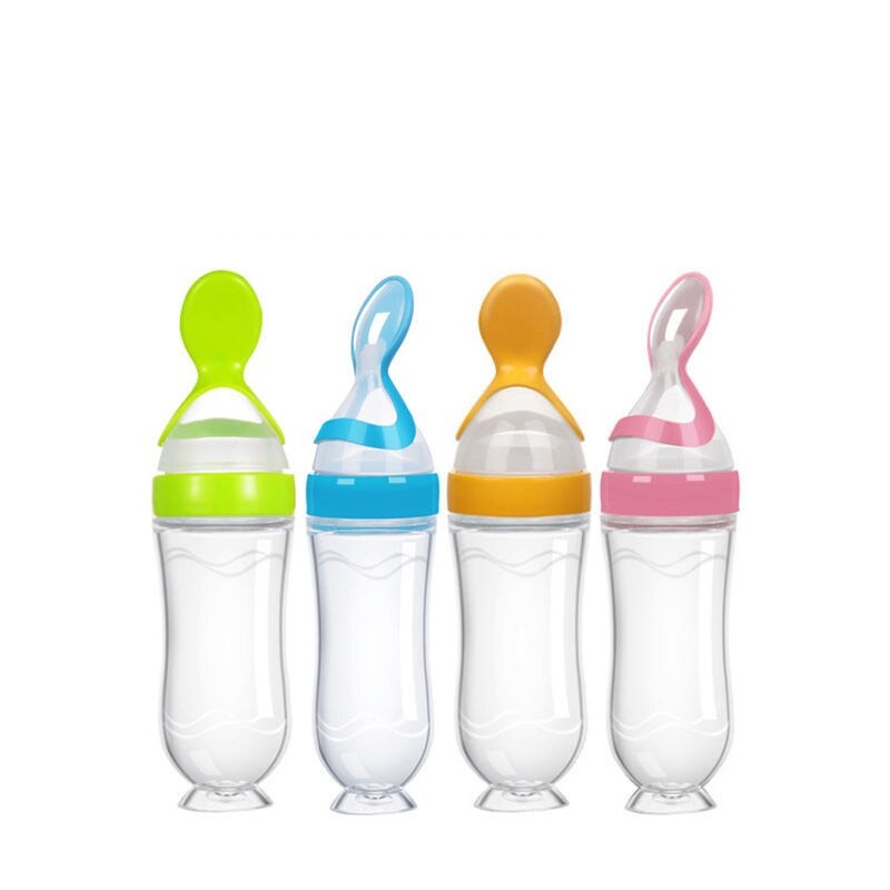 90ml, 125ml, 260ml  BABY HUKI WEANING BOTTLE WITH SPOON -Botol Sendok Susu Bayi  Mpasi belajar makan chn