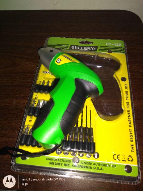 Mesin Bor Cordless Sellery Batre Baterai 07-438 Mesin Bor Sekrup