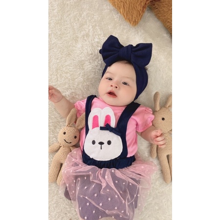 setelan overall anak perempuan 1-3 tahun bunny overall tutu skirt set kaos set rok tutu bayi balita cewek