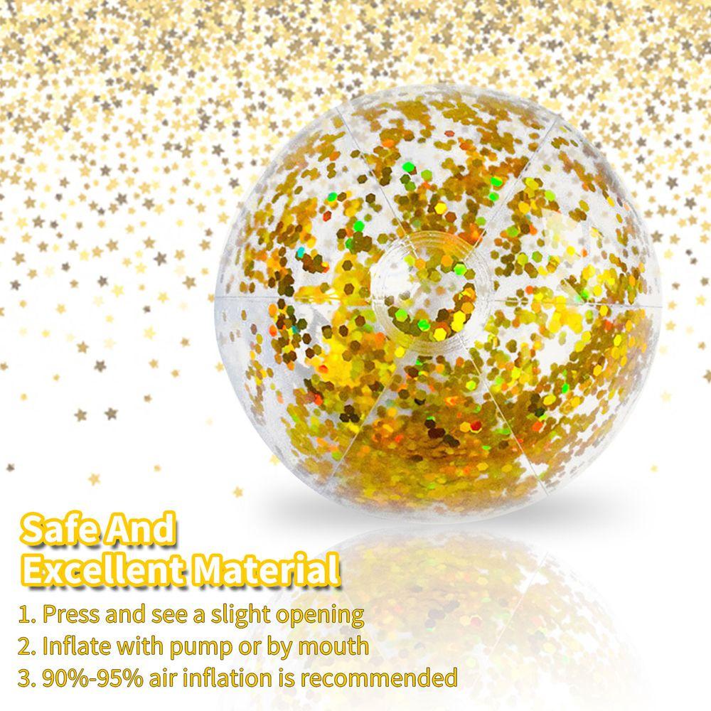 Quinton Bola Pantai Musim Panas Anak-Anak Transparan Sequin Confetti Glitters Pvc Bola Bermain Air Bening